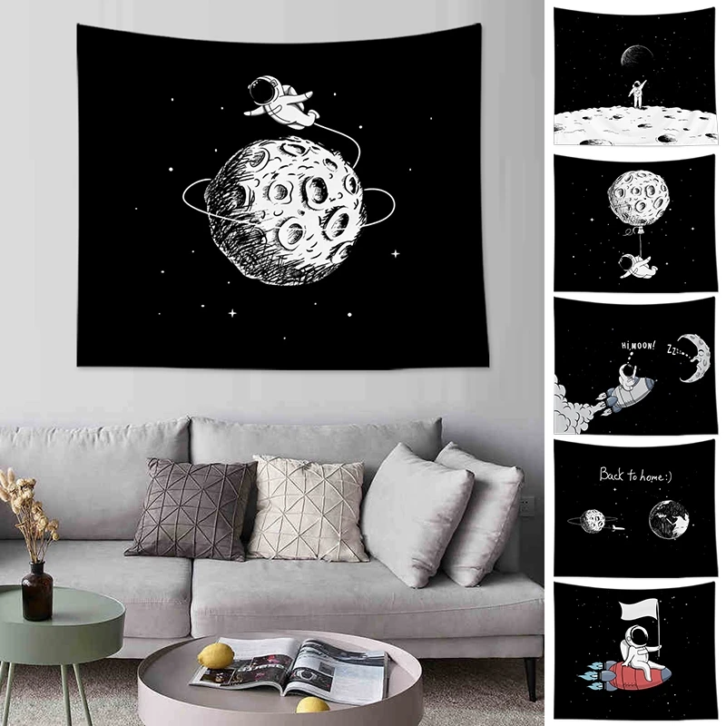 

Wall Hanging Tapestries Astronaut Tapestry for Dorm Bedroom Wall Cartoon Carpet Background Cloth Washable Home Bedroom Decor