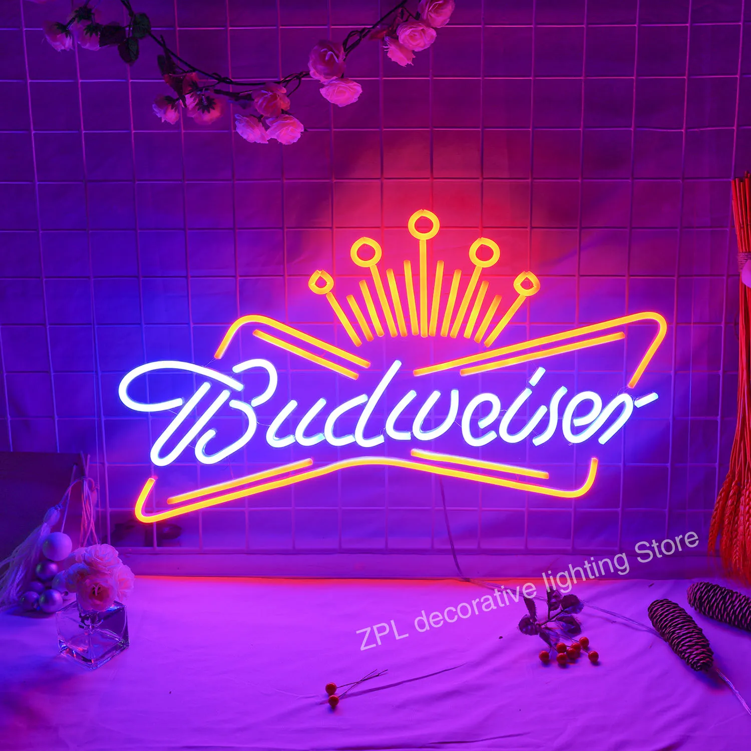 

Bar Custom Neon Sign Led Budweiser Neon Light Beer Pub Club Wall Room Decor Restaurant Shop Sign Customized