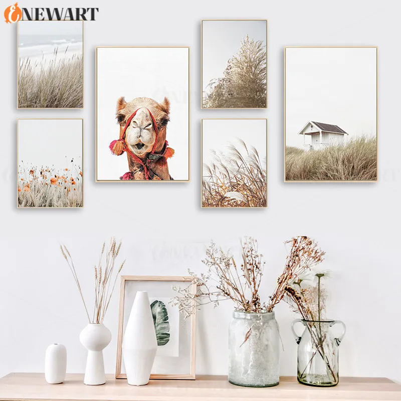 Пейзаж Настенный Плакат верблюжья картина домашний Декор современный холст