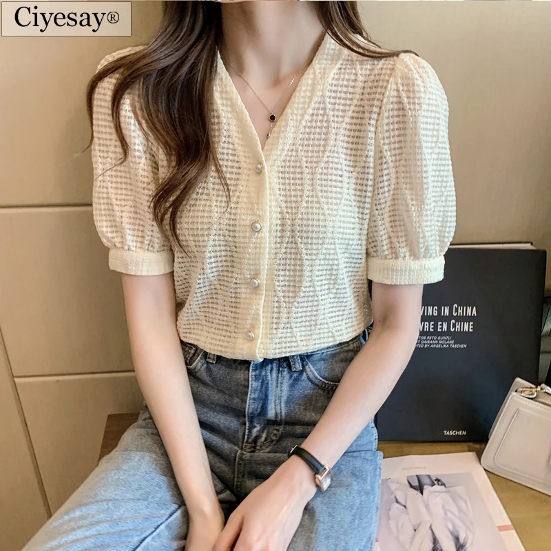 

Женская летняя одежда Ciyesay 2021, женская элегантная блузка, рубашка в стиле Харадзюку, винтажная рубашка, женская одежда размера плюс