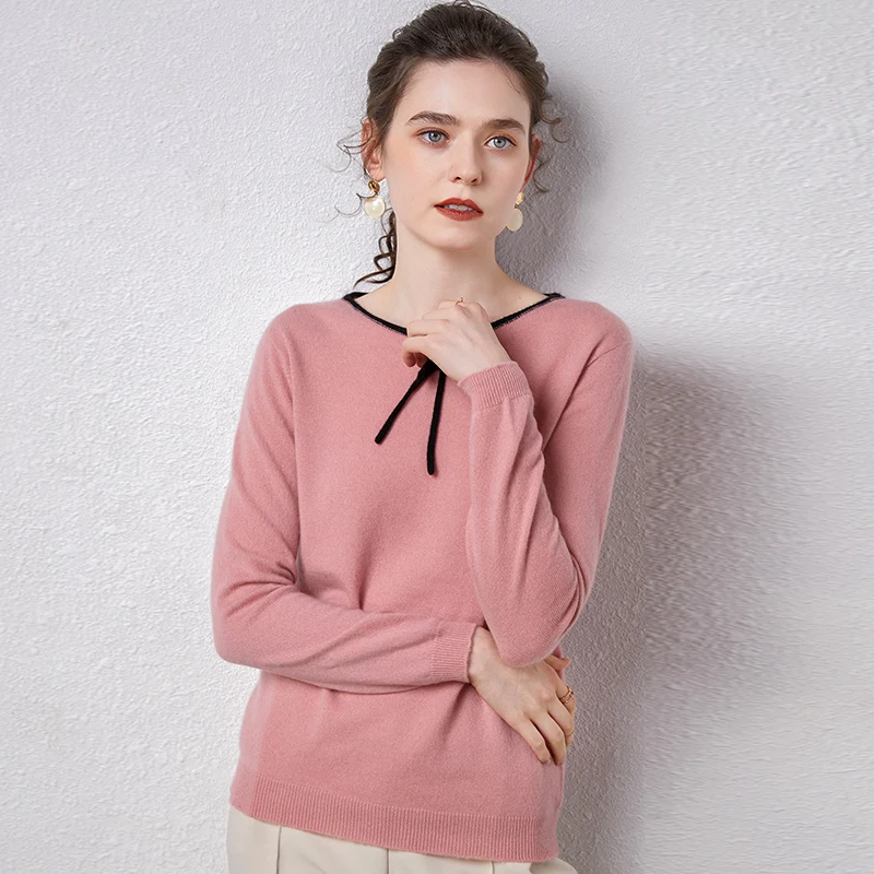 

Hot Sale Fashion 2020 O-Neck 100% Cashmere Sweater Slim Women Sexy and pullovers Soft Long Sleeve Tops 3Colors S-XXL Jumpers