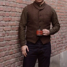 Noivo Do Casamento Do Terno dos homens Vest Retro Denim Colete Colete Colete Steampunk para homens Colete жилетка мужская (2)