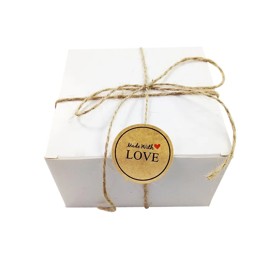 1000 шт./лот Красное сердце ручная работа с любовью крафт-бумажные наклейки для