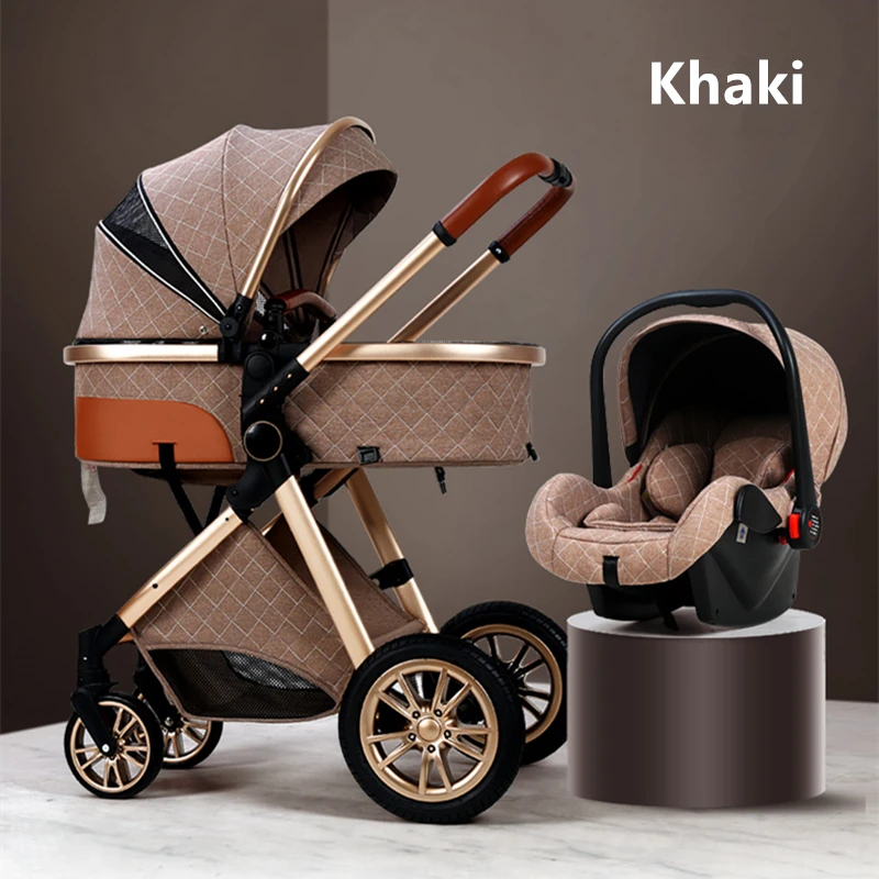 

2020 Luxury Baby Stroller 3 in 1 with Car Seat Portable Reversible High Landscape Baby Stroller Hot Mom Stroller Travel Pram