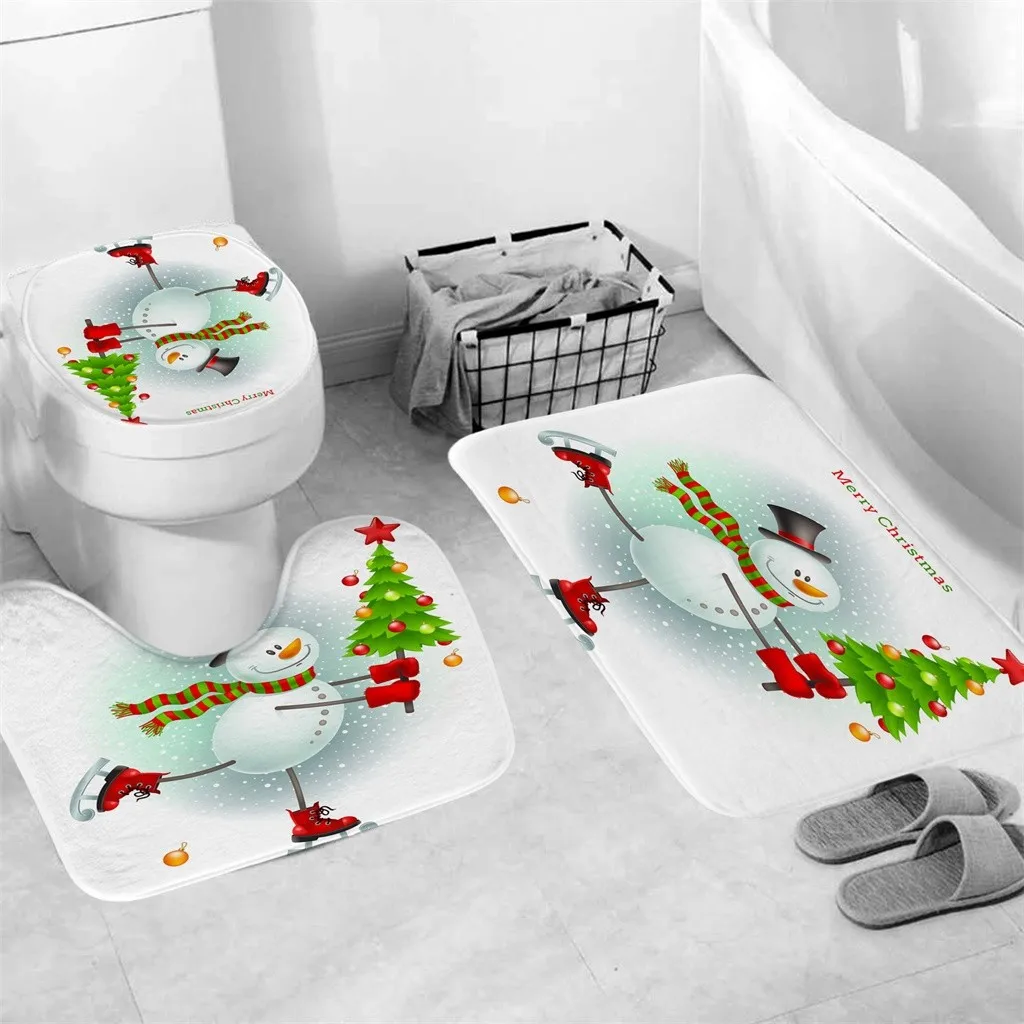 3 шт. нескользящий коврик для ванной комнаты с Рождеством Водонепроницаемый