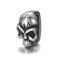 stainless steel skull slider bead polished 12x6mm metal slide charm for jewelry making diy bracelet accessories supplies