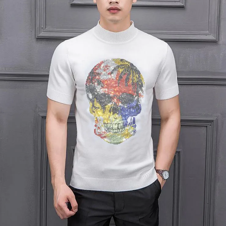 Осень-зима 2021 Мужской Повседневный пуловер Стразы в стиле хип-хоп мужские