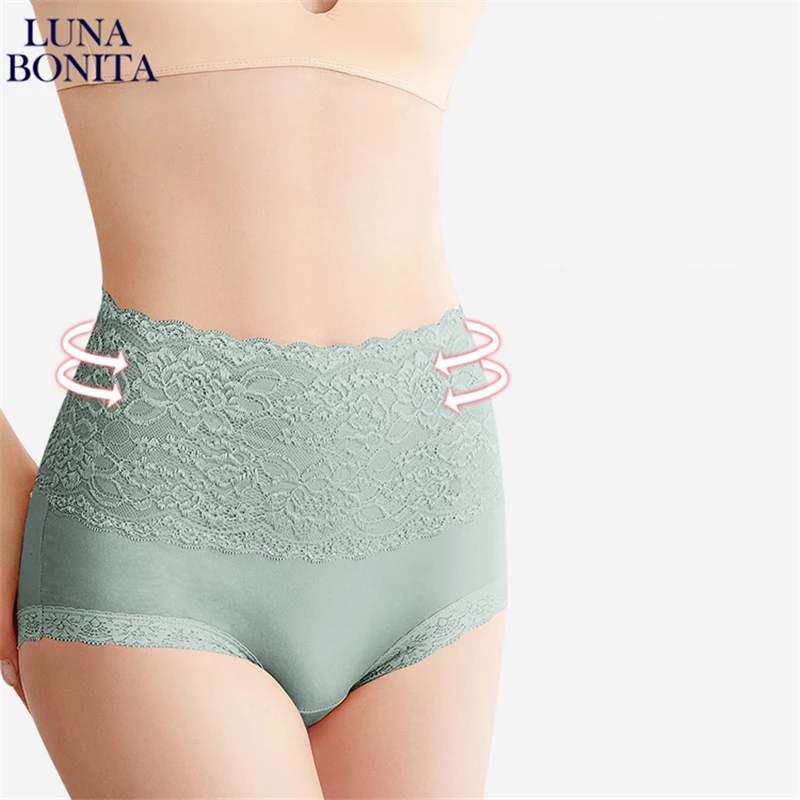 

Sexy High Waist Underwear For Women's Cotton Underpants Lace Panties Soft Comfortable Breathable Large Size Skin-friendly Briefs