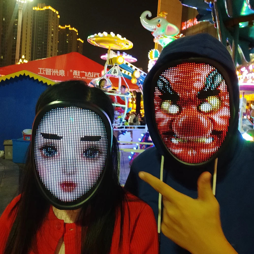 Bluetooth RGB Led Lights Up Diy Picture Animation Text Halloween Xmas Carnival Costume Party Display Game Mask Child GIFT | Канцтовары