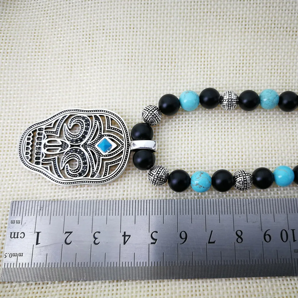 Thomas Skull Mask Pendant with Back Beads Necklace Rebel Heart Punk Bijoux Jewelry Gift For Men TS N298 | Украшения и аксессуары