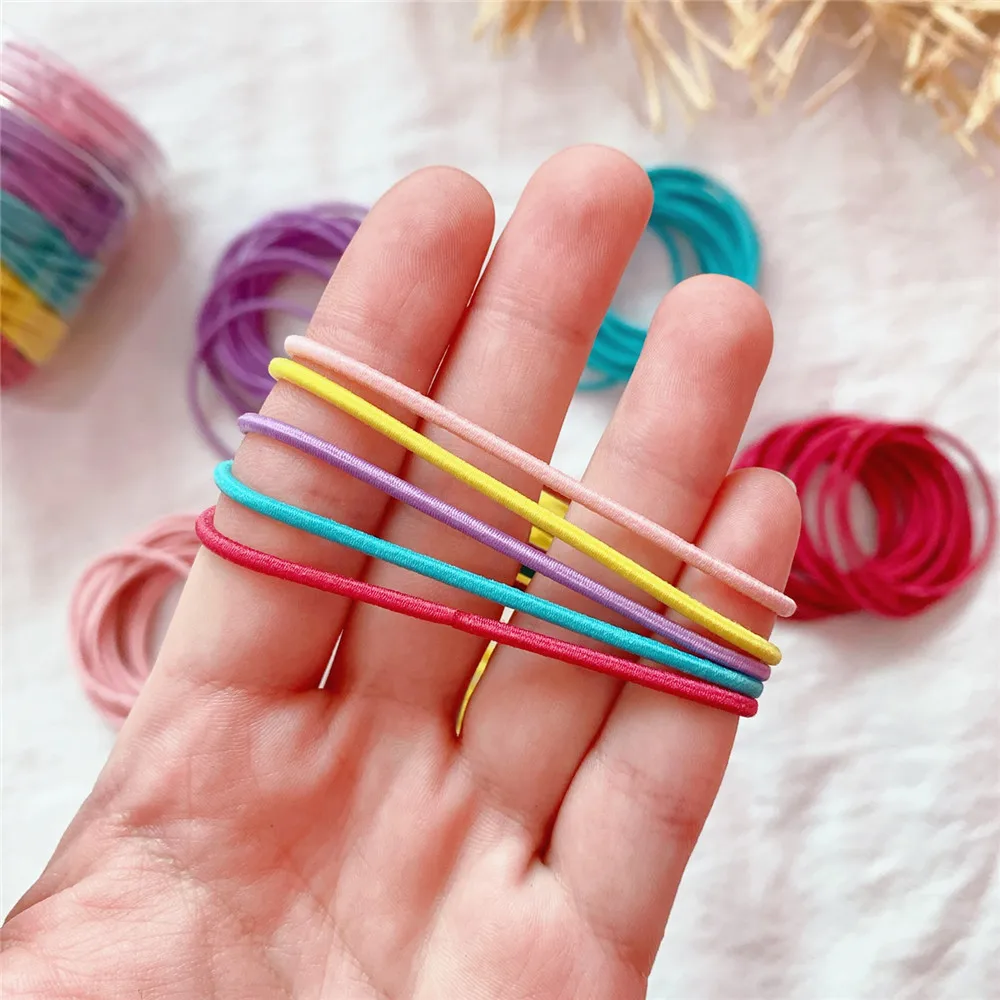 

100pcs/Pack Girls Colorful Small Disposable Rubber Bands Gum For Ponytail Holder Elastic Hair Bands Fashion Hair Accessories
