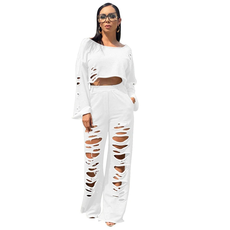 Autumn Two Piece Set Top and Pants Wide Leg High Waist Matching Sets Casual Crop Tops Streetwear 2 Outfits for Women Suit |
