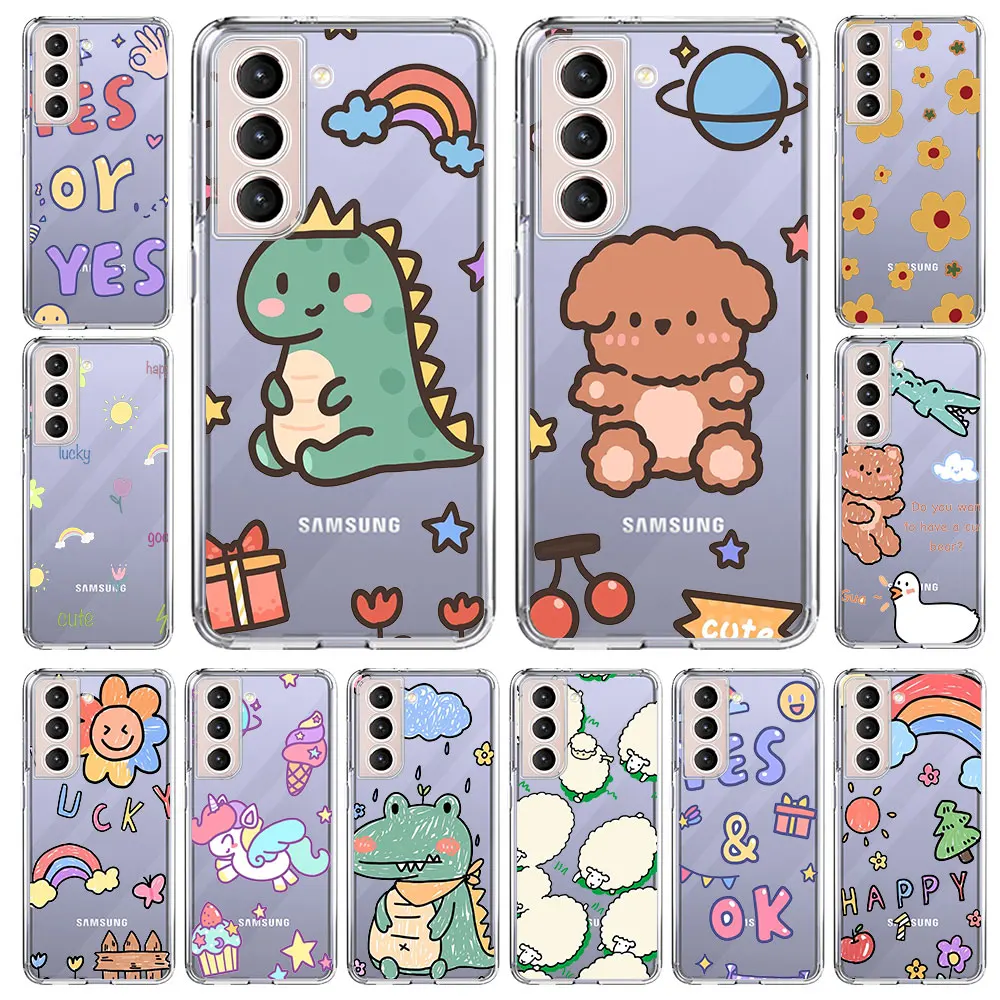 

Cute Cartoon Anime Phone Cover for Samsung Galaxy S20 FE S21 Ultra S10 S10E Note 10 20 Lite Plus Transparent Soft TPU Case Coque