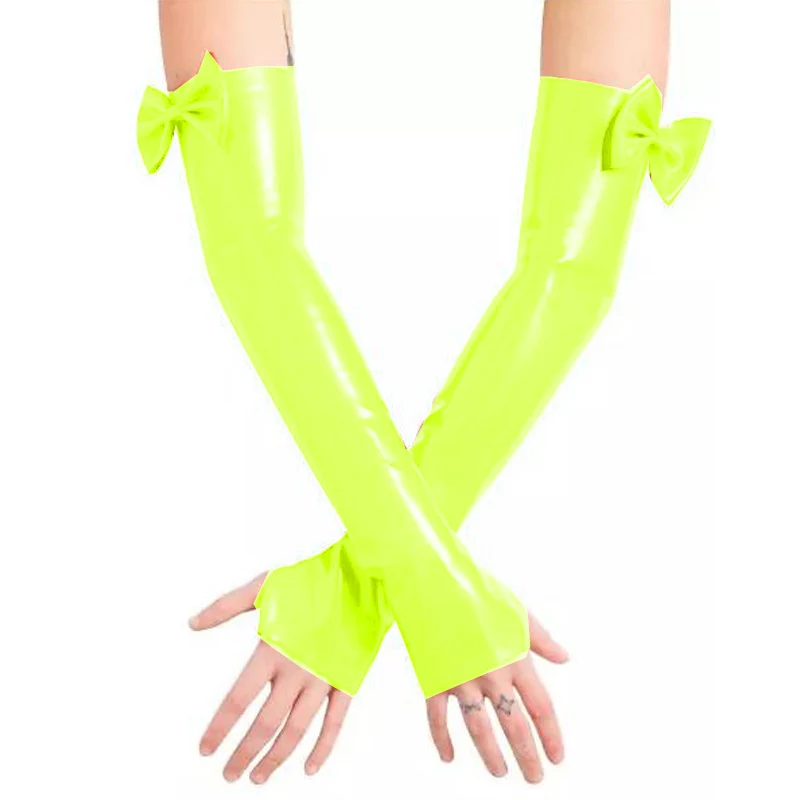 Женские кожаные перчатки без пальцев винтажные длинные рукавицы с бантом для