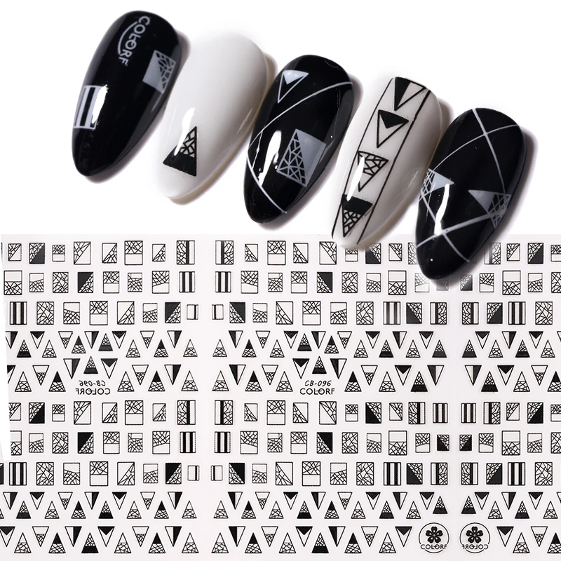 

Black White 5D Nail Sticker Gold Silver Geometric Transfer Beautiful Decals Decoration Nail Art Accessories DIY Design
