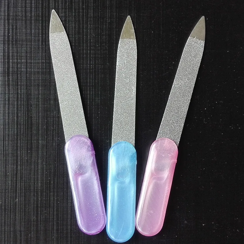 stainless nail file 10 шт. мини. Стальной функциональный пилочка для ногтей Очиститель Charp конец для удаления пыли Маникюрный Инструмент подарок - Цвет: stainless nail file