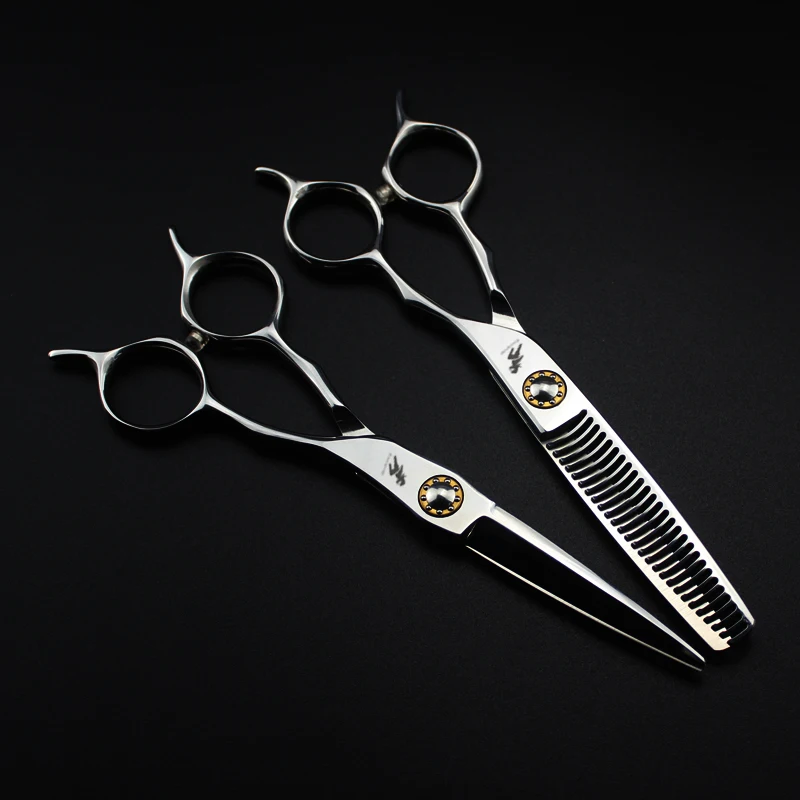 

6.0"Sale Silver Japanese Hair Scissors Japan 440C Cheap Hairdressing Scissors Thinning Shears Hairdresser Shaver Haircut