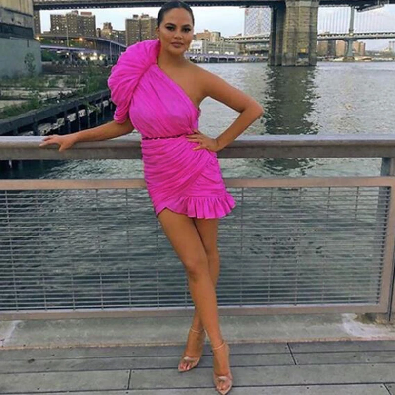 Платье Dressmecb с оборками и сеткой на одно плечо женские элегантные облегающие