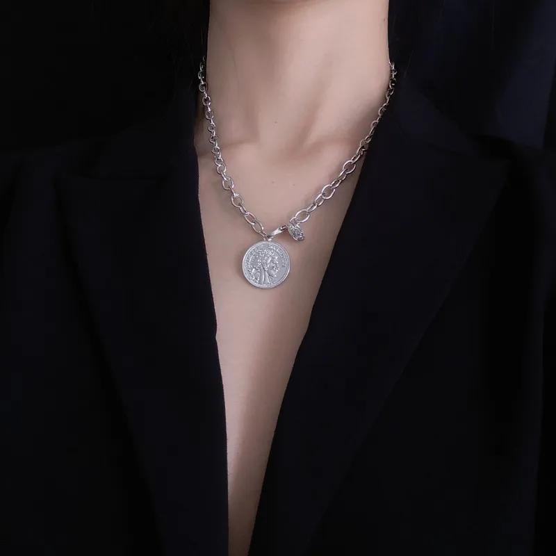Женская цепочка ожерелье подвески для монет холодное ветер ключицы в Европе
