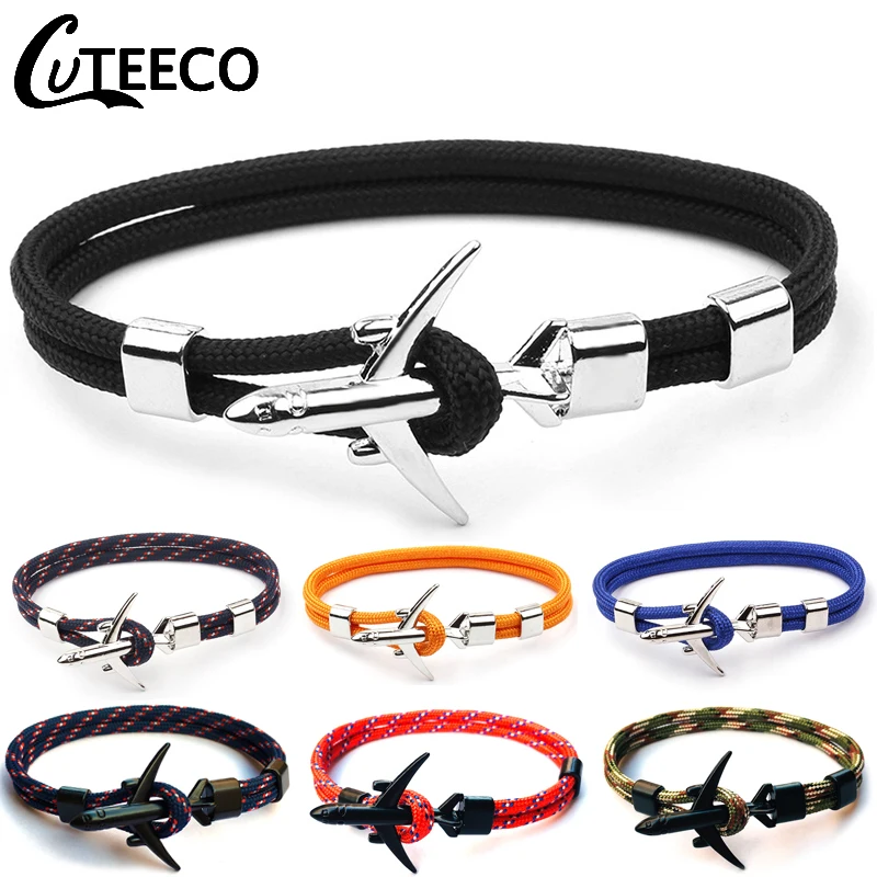 Cuteeco 30 Стиль самолет якорь браслеты для мужчин веревочная цепочка с подвеской