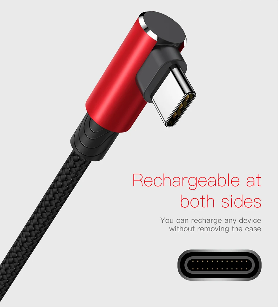 Baseus кабель usb type-C 90 градусов для Xiaomi huawei P10 type-C, зарядный провод для мобильного телефона samsung S8 USB-C, кабель для передачи данных