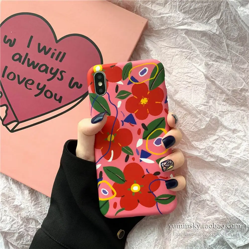 Ins Nordic Красочные цветы для IPhone Xs/ Max/ Xr женский мобильный телефон случае платье с