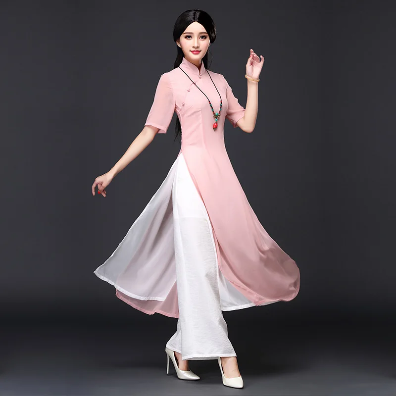 color3 Вьетнамское традиционное китайское платье aodai китайское платье Ципао длинное китайское платье Чонсам китайское современное чонсам - Цвет: color3