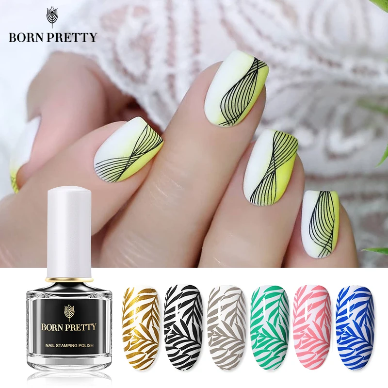 BORN PRETTY черный белый стемпинг ногтей покрытие лак Золотой Серебряный ноготь искусство пластины штамп масло белая ночь штамповки серии