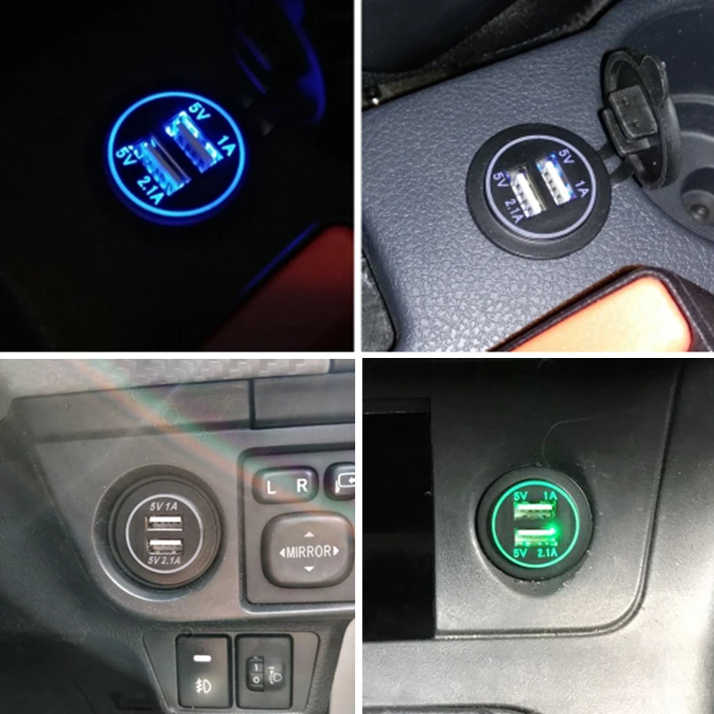 12V-24V USB Outlet Waterproof Dual Car Charger Cigarette Lighter Socket Power Adapter 5V 3.1A for Marine Boat D5 | Автомобили и