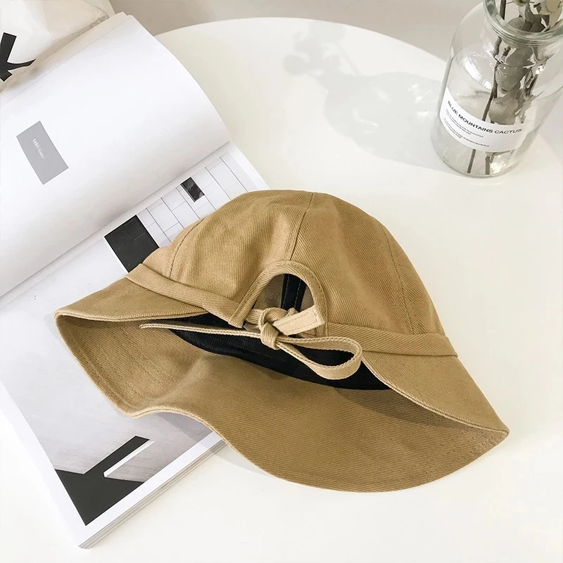 

Fashion New Bow Tie Sun Hat Summer Autumn Women Panama Anti-UV Wide Brim Beach Hat Bowknot Foldable Bucket Hat Fisherman Cap