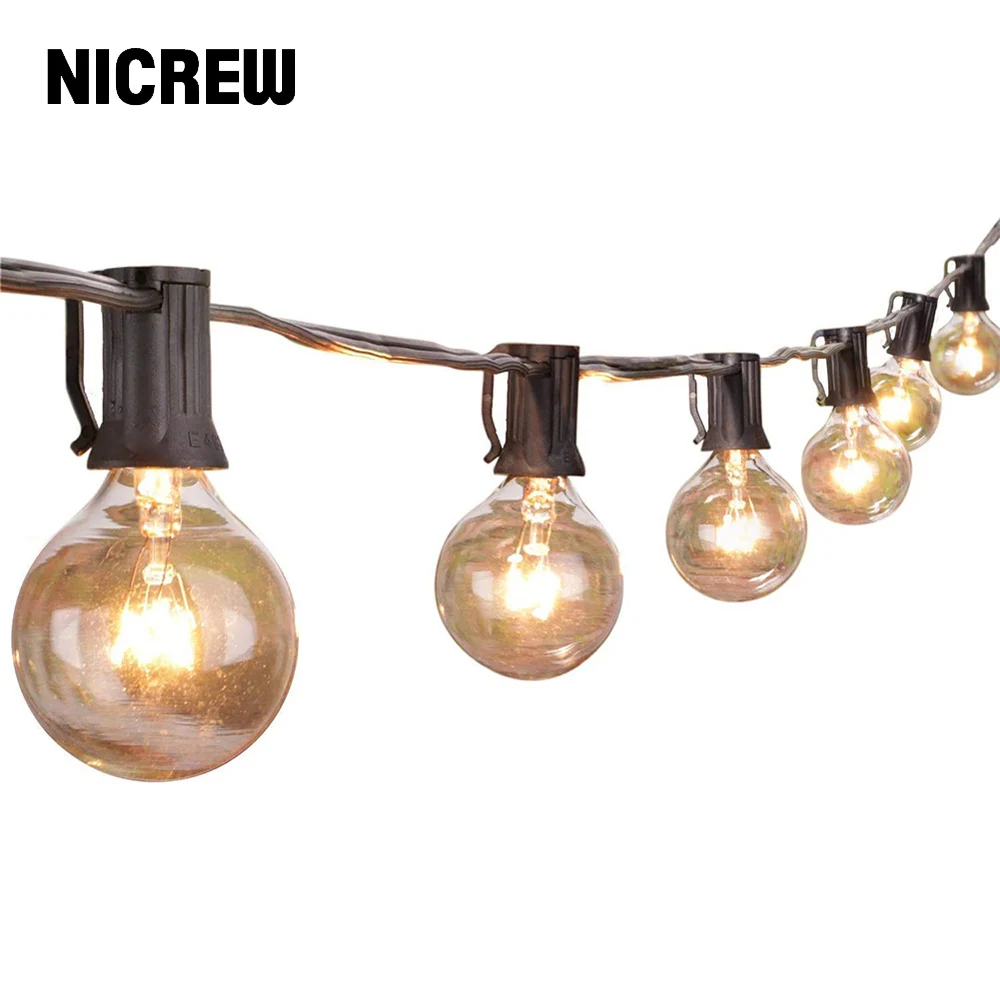 Уличная гирлянда NICREW s-образный светильник с 27 стеклянными лампочками