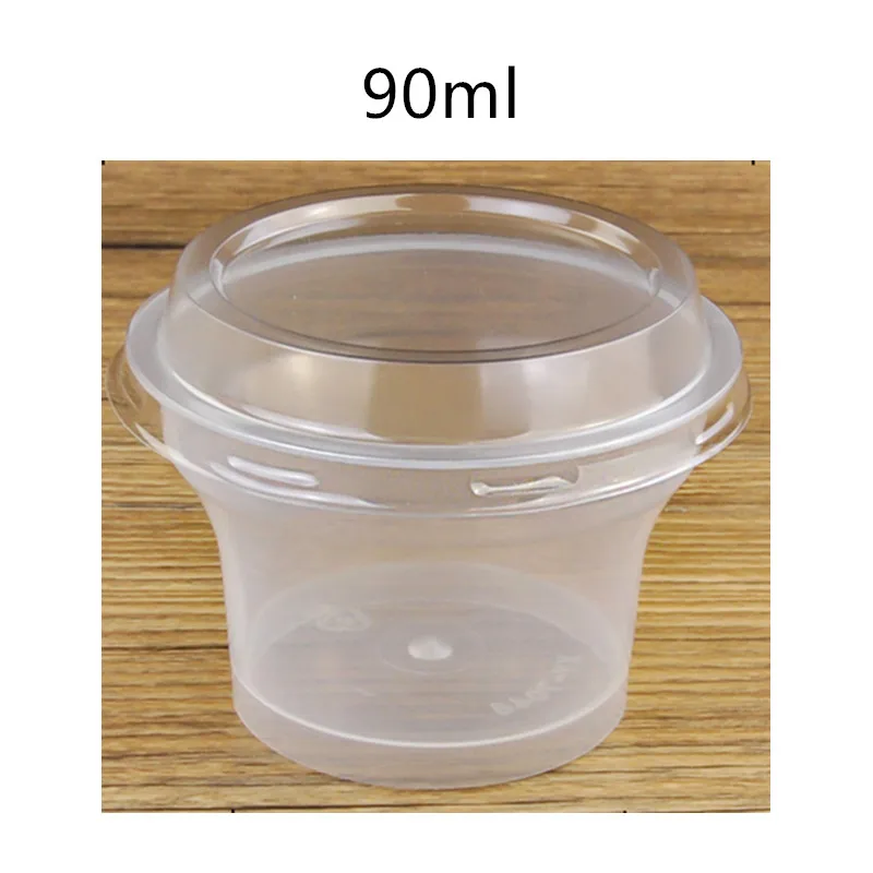 cup and lid 50 шт. высококачественные прозрачные одноразовые чашки для пудинга 90 мл 100 мл 200 мл мороженое-Желе Десерт торт чашка с крышкой - Цвет: cup and lid