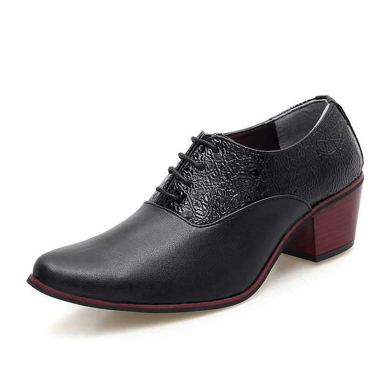 Классические мужские туфли на высоком каблуке свадебные для жениха из