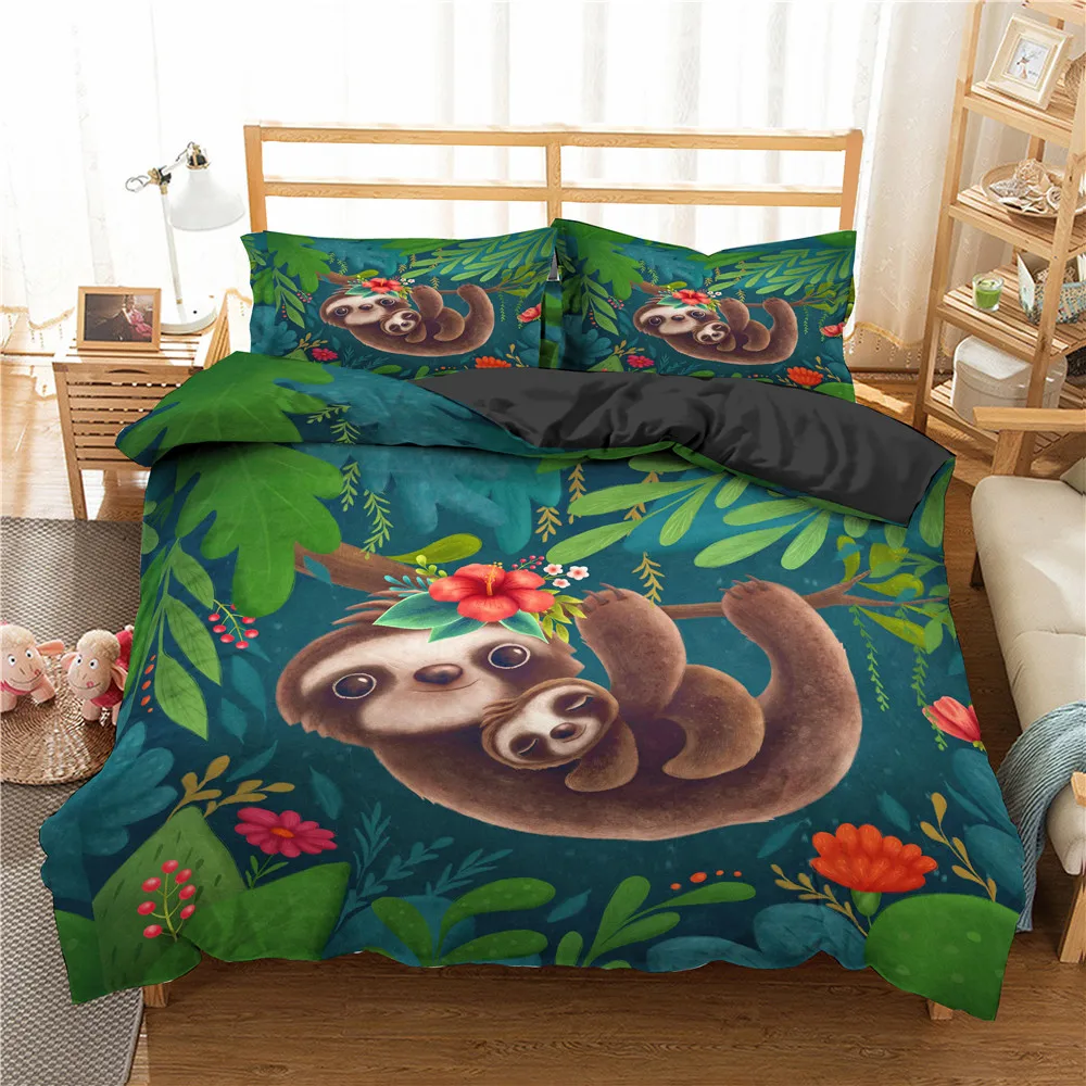 Комплект постельного белья для детей с рисунком Ленивец пододеяльник наволочки