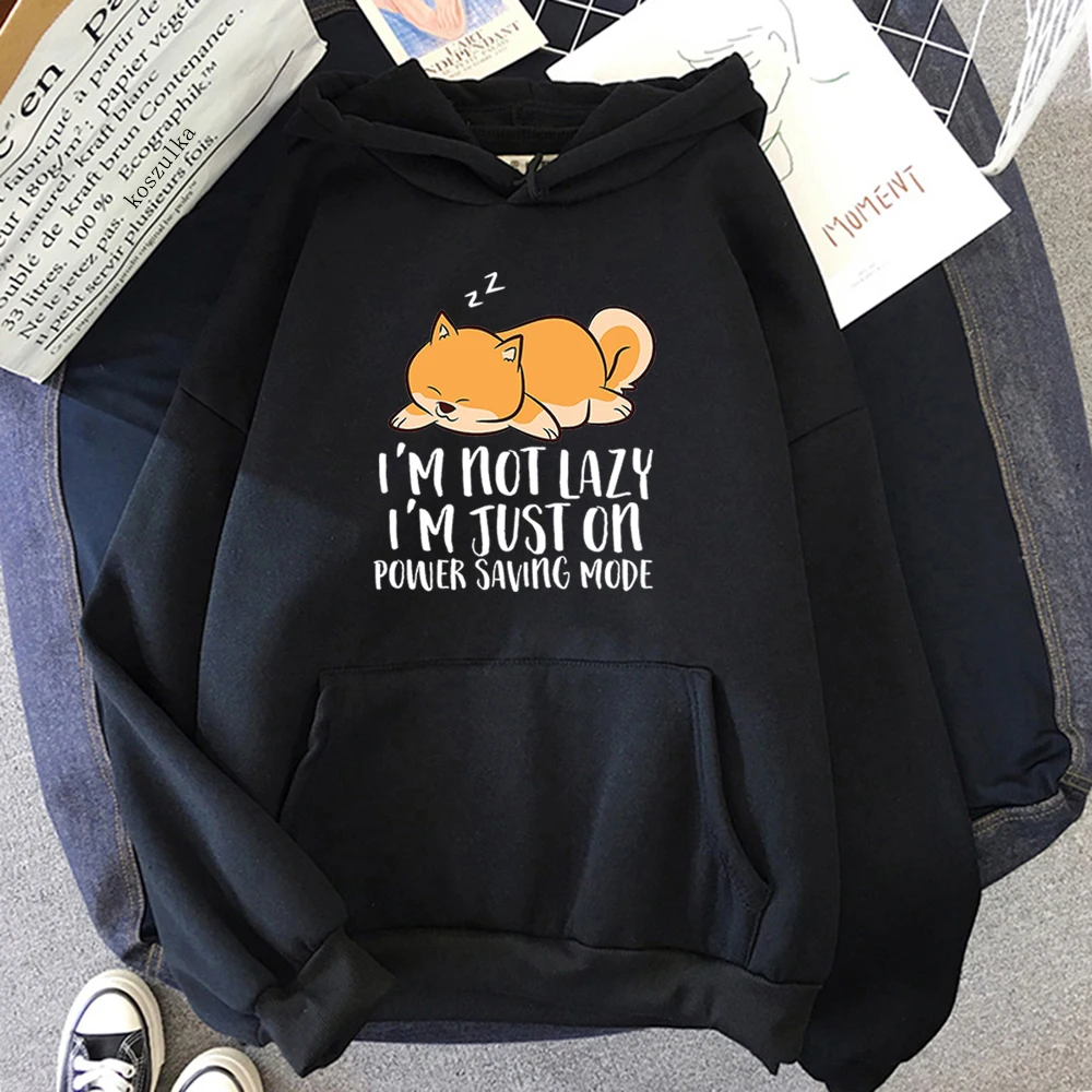 

I'm Not Lazy I'm Just on Power Saving Mode Hoodie Aesthetic Clothes Harajuku Hoodies Women Kawaii Cartoon Sweatshirts Streetwear