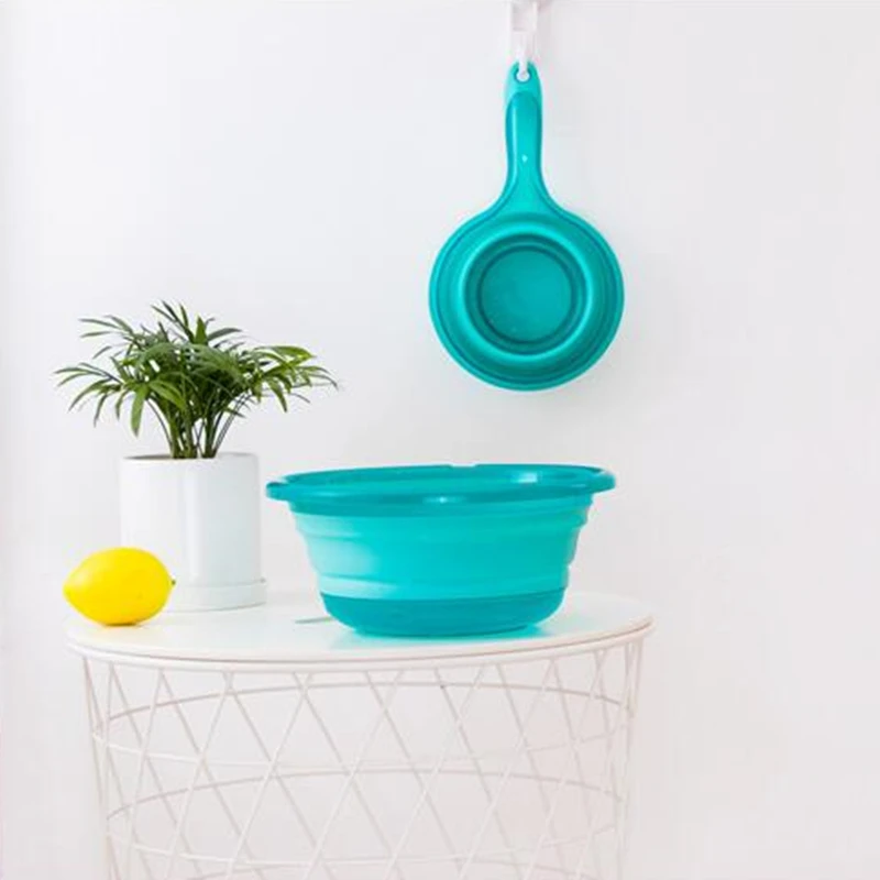 

Folding Basin Kitchen Fruits Washing Basin Storage Kitchen Organizer Picnic Trip Bucket Washbasin Portable Water Bowl Washtub
