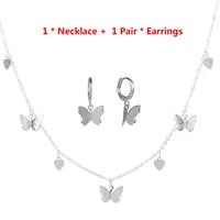butterfly heart start necklace earrings set for women girls adjustable chain necklace dangle earrings butterfly fashion jewelry