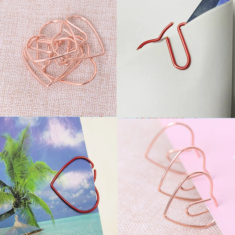 

30Pcs Heart Shaped Paper Clip Colorful Paper Holder Creative Simple Metal Paper Clamp(Random Color)