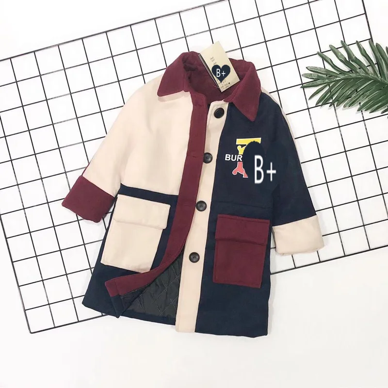 

Korean version of matching color thickening medium and long coat, fashion girls winter coat, kids winter clothes