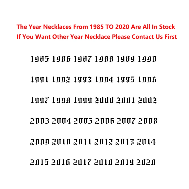 Ожерелья из нержавеющей стали с цифрами на год для женщин 1996 1997 1998 подарок день