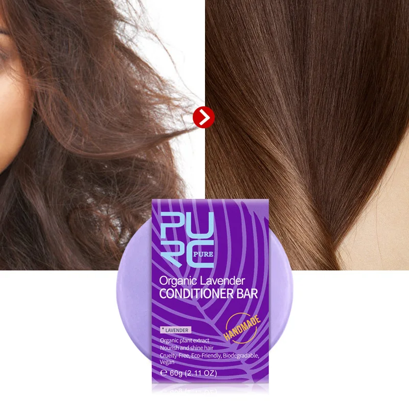 

PURC Handmade Lavender Seaweed Hair Shampoo Bar and Hair Conditioner Bar Organic Plant Extract Solid Hair Soap Best Hair Care