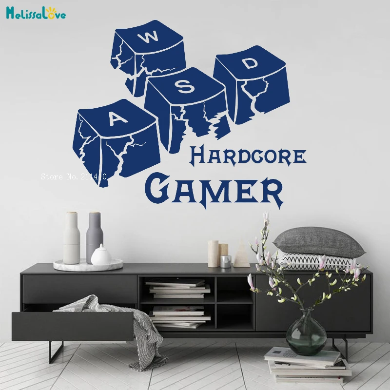 Жесткие игровые настенные наклейки WASD клавиатура клавиши игровая комната знак