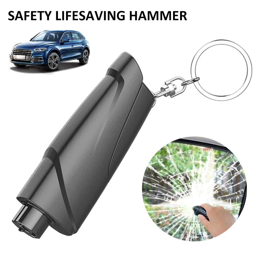 

Portable Car Safety Hammer Spring Type Escape Hammer Window Breaker Punch Seat Belt Cutter Hammer Key Chain Self Defense Stab