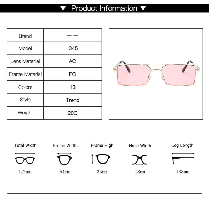 

New Fashion Square Retro Metal Frame Sunglasses Ladies Luxury Brand Designer Outdoor Street Shooting Glasses Men Sports Driving