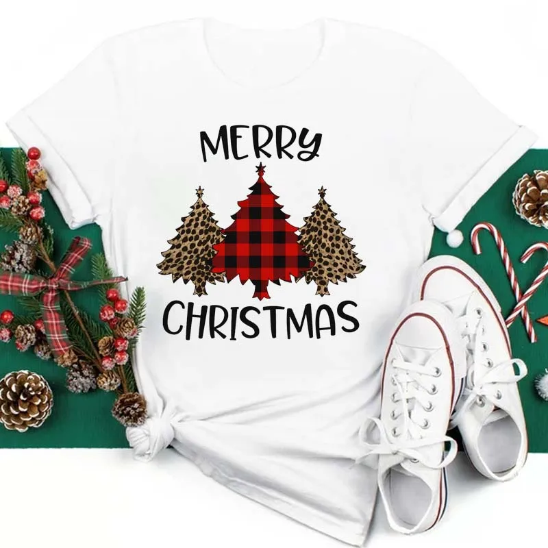 

Maycaur New Merry Christmas Fashion Christmas Tree T Shirt Cartoon Graphic Cute Tee Kawaii TShirt Fashion Hipster Christmas Tops