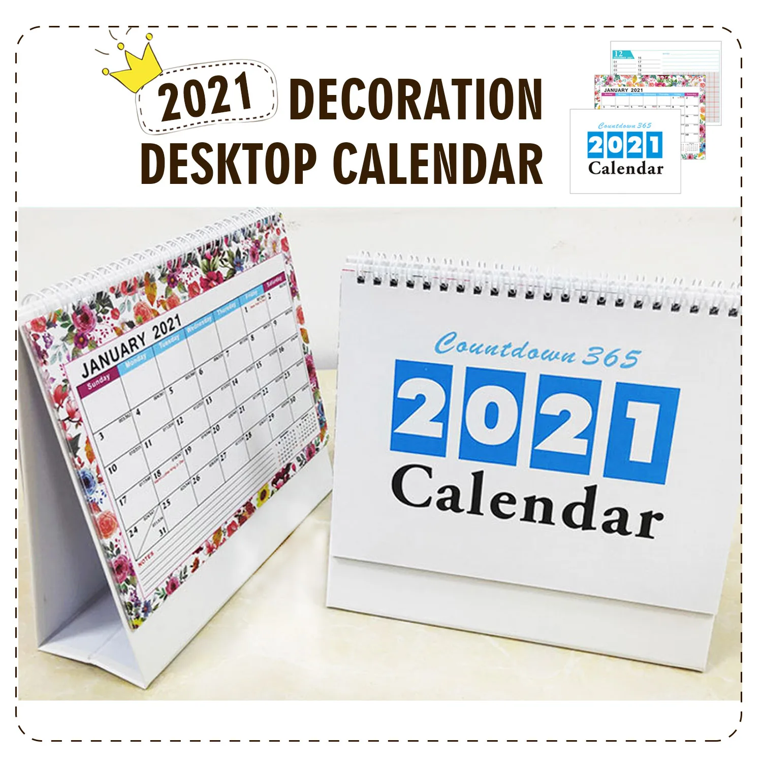 

Behogar 2021 Desk Calendar Wirebound Flip Stand Up Desk Desktop Monthly Agenda Calendar Planner for Family Home Office Supplies