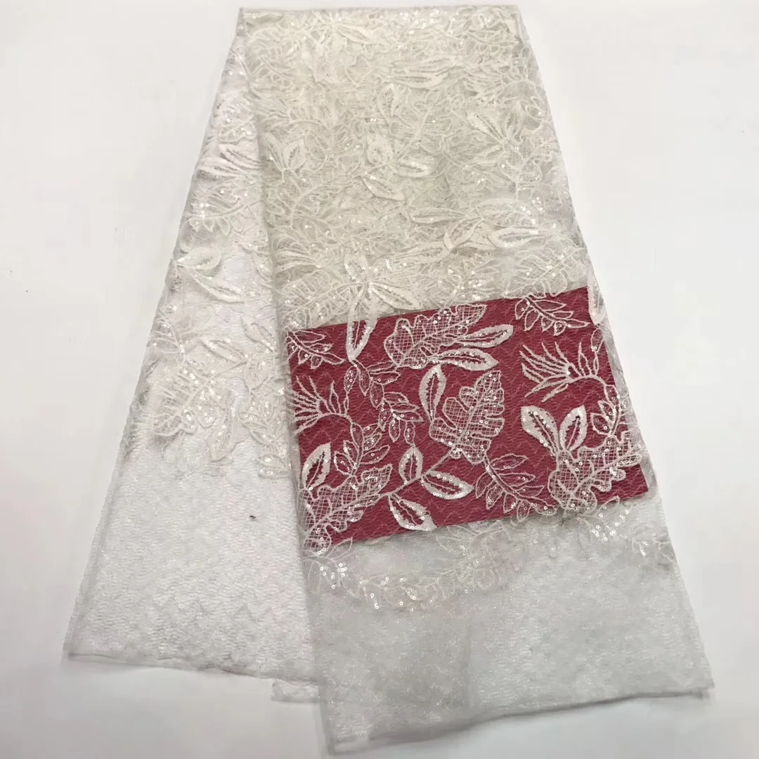 Новое поступление африканская кружевная ткань с блестками рисунком листьев из