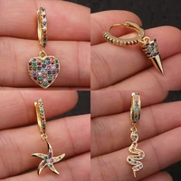 womens fashion bohemia colorful hoop earrings multicolor huggies with geometric heart sea star snake pendant dangle earrings