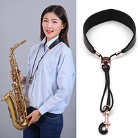 adjustable saxophone neck strap leather sax strap metal hook for tenor soprano alto saxophones clarinet