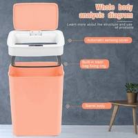 large size sensor touchless sensor trash bin kitchen bin trash can recycling waste rubbish for kitchenliving roomoffice pink